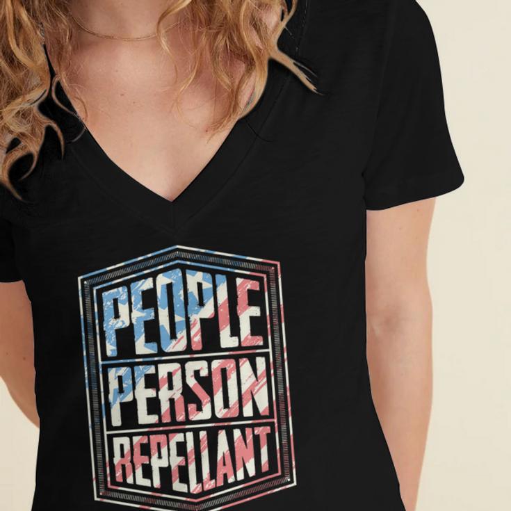 People Person Repellant Introvert Women's Jersey Short Sleeve Deep V-Neck Tshirt People Person Repellant Introvert Women's Jersey Short Sleeve Deep V-Neck Tshirt
