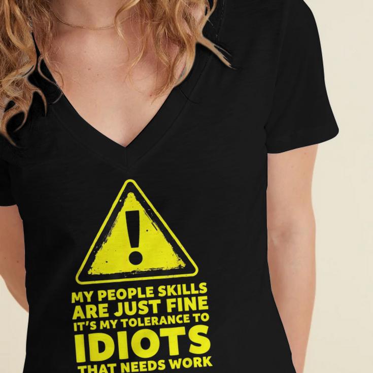My People Skills Are Just Fine Sarcastic Introvert Women's Jersey Short Sleeve Deep V-Neck Tshirt My People Skills Are Just Fine Sarcastic Introvert Women's Jersey Short Sleeve Deep V-Neck Tshirt