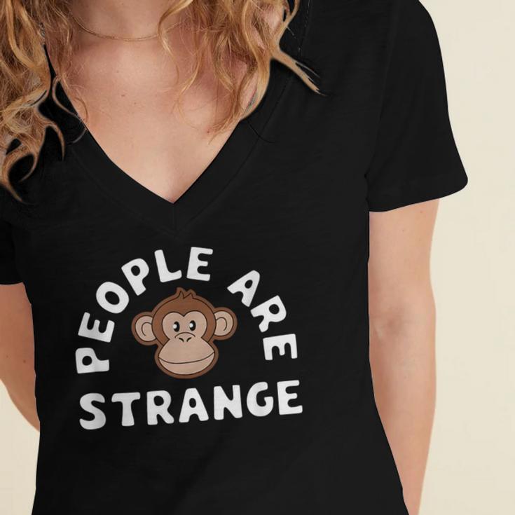 People Are Strange Monkey Introvert People Hater Women's Jersey Short Sleeve Deep V-Neck Tshirt People Are Strange Monkey Introvert People Hater Women's Jersey Short Sleeve Deep V-Neck Tshirt