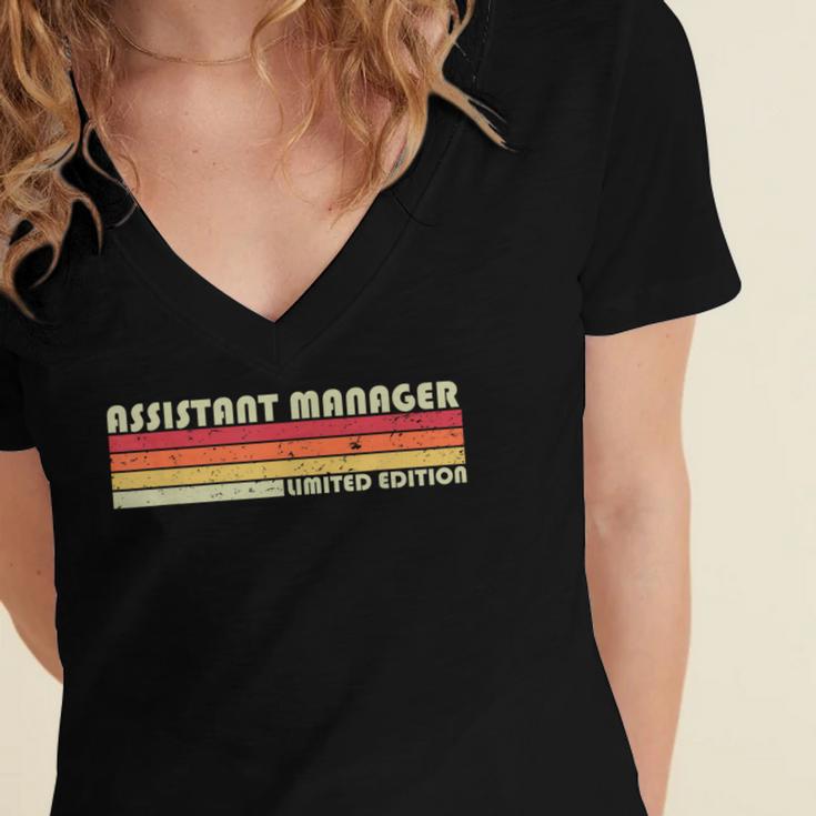 Personal Christmas Retro Vintage Graduation Assistant Manager Job Title Profession Birthday Worker Women's Jersey Short Sleeve Deep V-Neck Tshirt