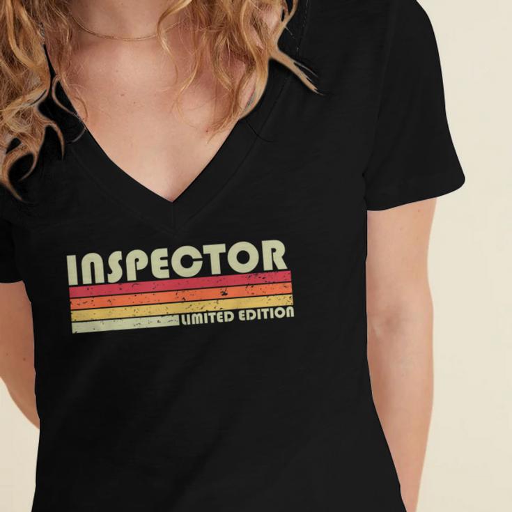 Personal Christmas Retro Vintage Graduation Inspector Job Title Profession Birthday Worker Idea Women's Jersey Short Sleeve Deep V-Neck Tshirt