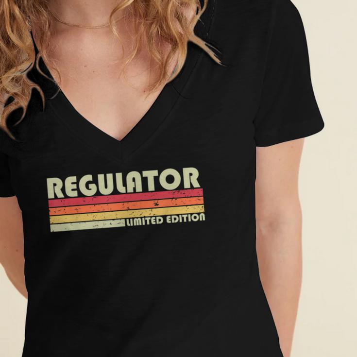 Personal Christmas Retro Vintage Graduation REGULATOR Job Title Profession Birthday Worker Idea Women's Jersey Short Sleeve Deep V-Neck Tshirt