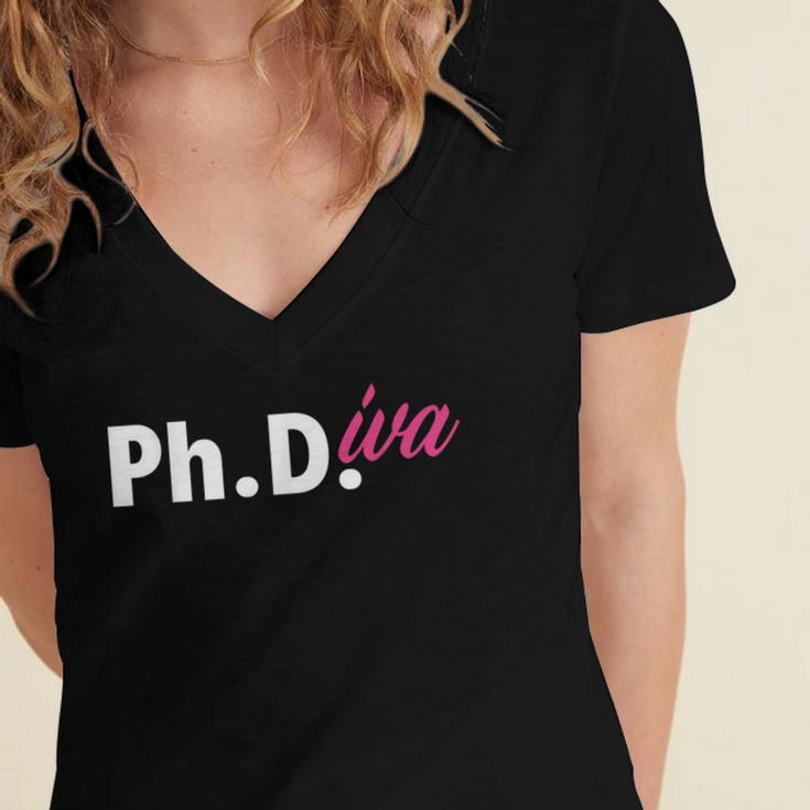 Ph Diva Women Dissertation Doctoral Degree Graduation PhD Women's Jersey Short Sleeve Deep V-Neck Tshirt