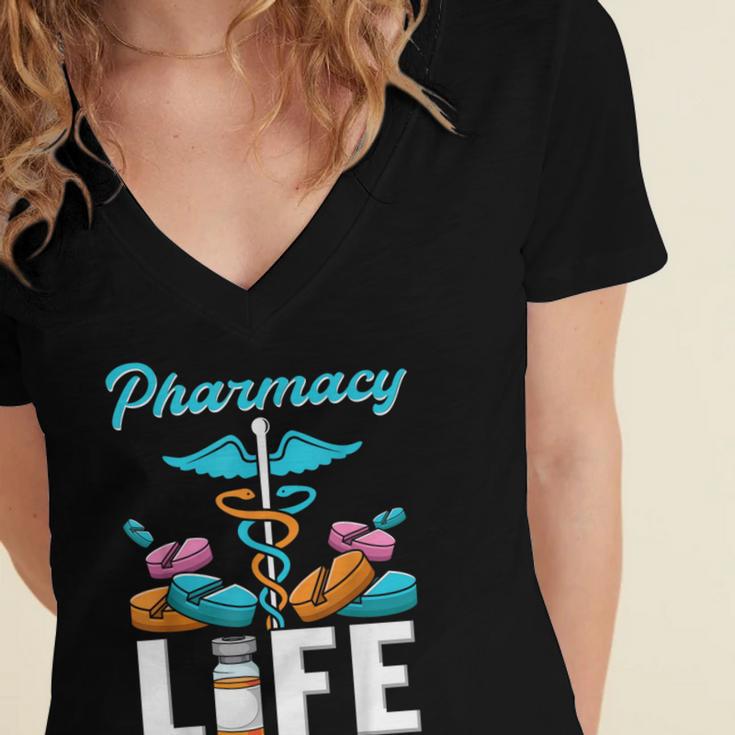 Pharmacy Life Pharmacist Chemist Student PharmD Graduation Women's Jersey Short Sleeve Deep V-Neck Tshirt