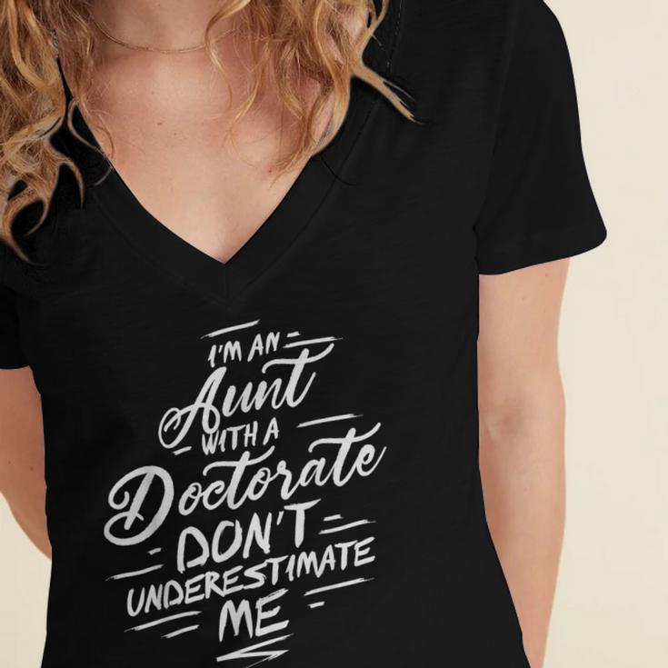 Phd Aunt Shirt Doctorate Graduations Doctoral Women's Jersey Short Sleeve Deep V-Neck Tshirt
