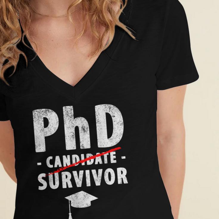 PhD Candidate Survivor PhD Graduation Women's Jersey Short Sleeve Deep V-Neck Tshirt