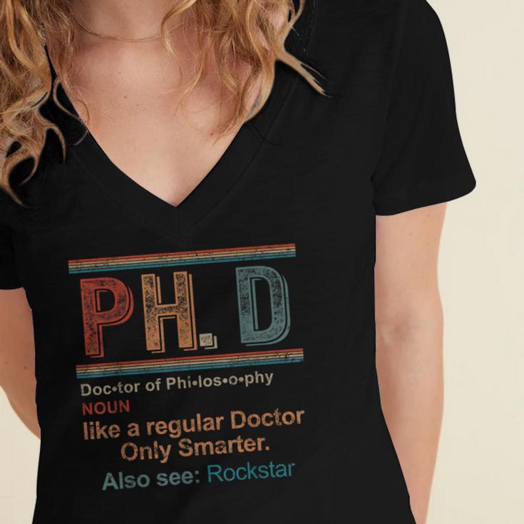 PHD Definition Doctor Of Philosophy Degree Graduation Women's Jersey Short Sleeve Deep V-Neck Tshirt