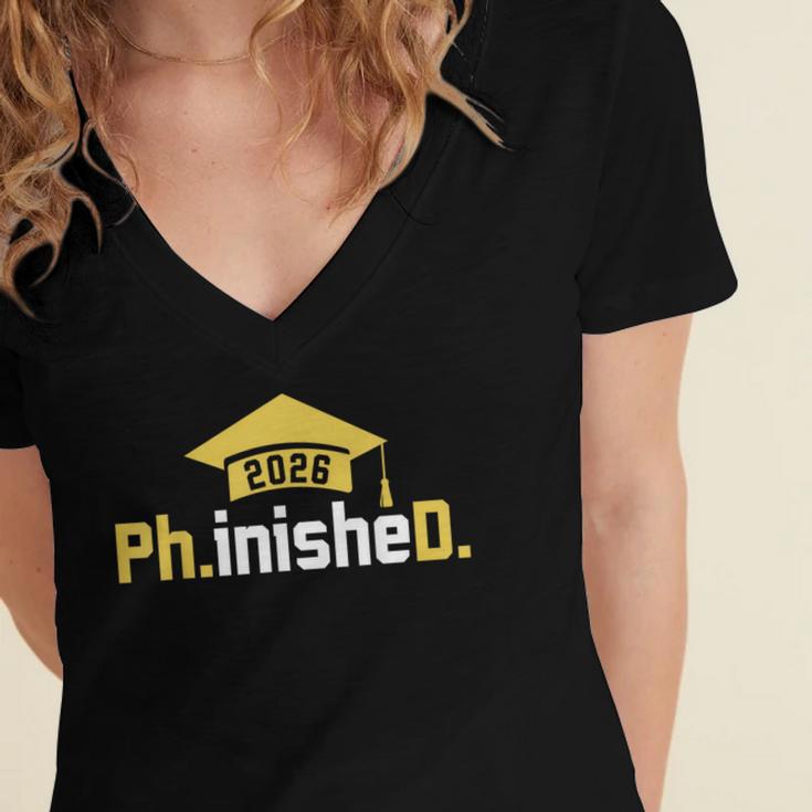 PhD Finished PhinisheD Class Of 2026 Phd Graduation Women's Jersey Short Sleeve Deep V-Neck Tshirt