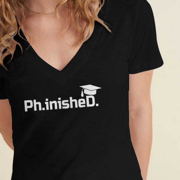 PhD Graduation Doctorate Degree Graduate PhinisheD Women's Jersey Short Sleeve Deep V-Neck Tshirt