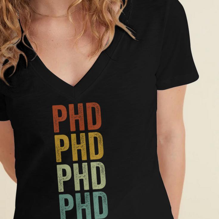 PHD Graduation Doctorate Women's Jersey Short Sleeve Deep V-Neck Tshirt