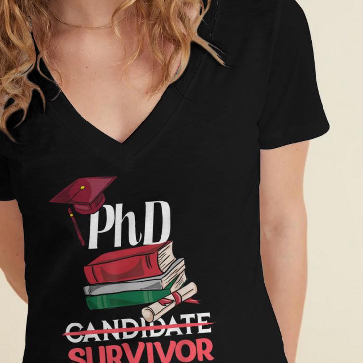 PhD PhD Graduation Gifts PhD Survivor T-Shirt Women's Jersey Short Sleeve Deep V-Neck Tshirt