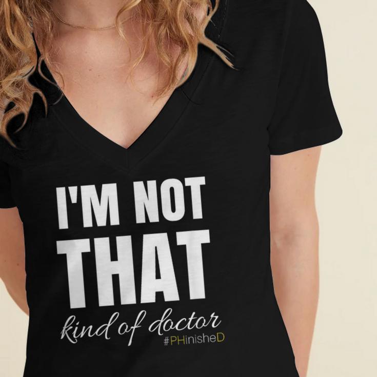 PhD Phinished 2018 PhD Graduation Tshirt Women's Jersey Short Sleeve Deep V-Neck Tshirt