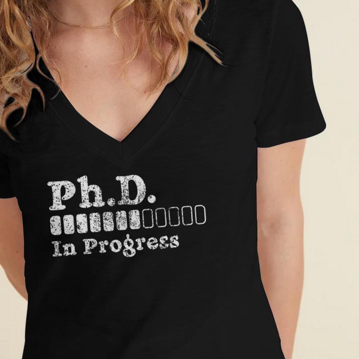 PhD In Progress PhD Doctoral Degree Graduation Doctorate Women's Jersey Short Sleeve Deep V-Neck Tshirt