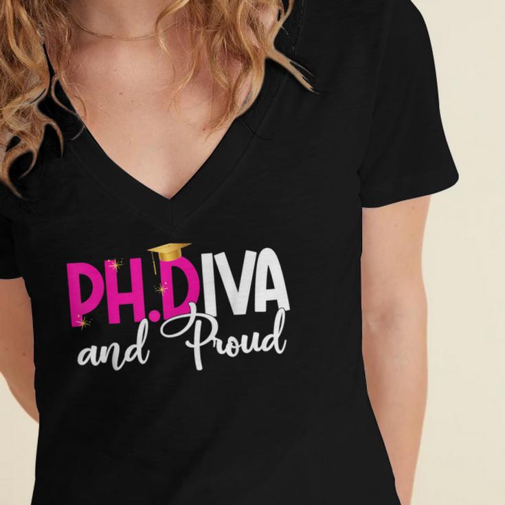 PhDiva Graduation Doctorate Student Graduate Women's Jersey Short Sleeve Deep V-Neck Tshirt