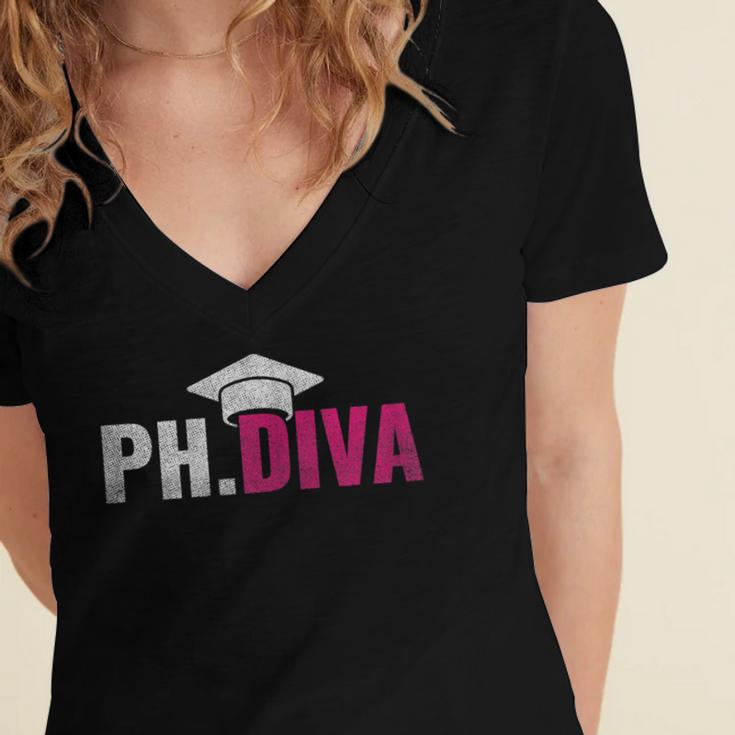 PhDiva PHD Student Graduation Degree Med Law School Women's Jersey Short Sleeve Deep V-Neck Tshirt