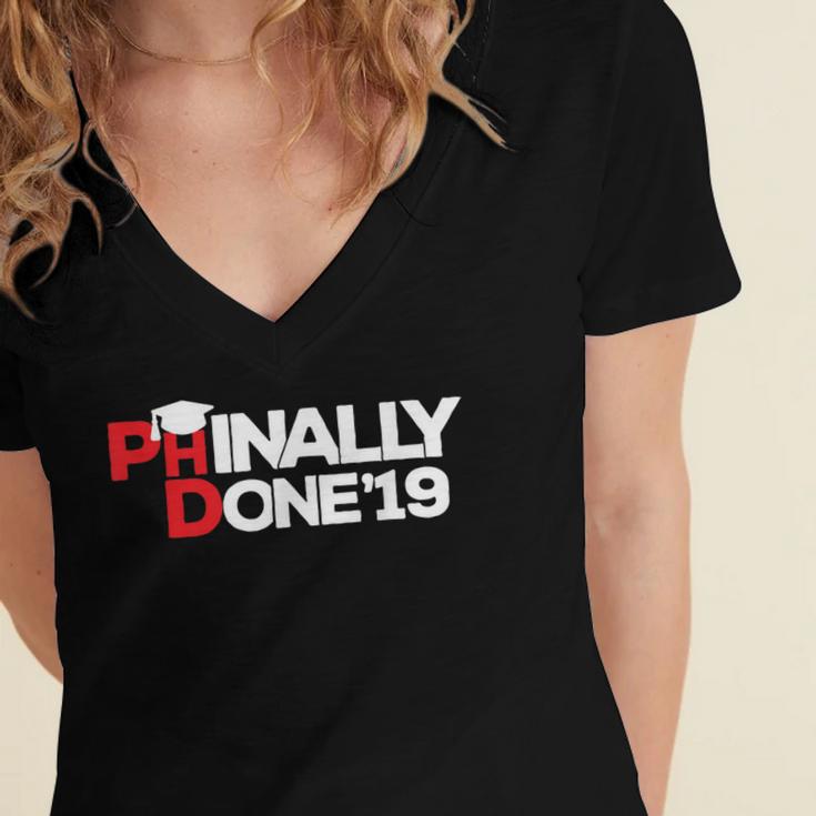 Phinally Done Graduation 2019 Phd Shirt Women's Jersey Short Sleeve Deep V-Neck Tshirt