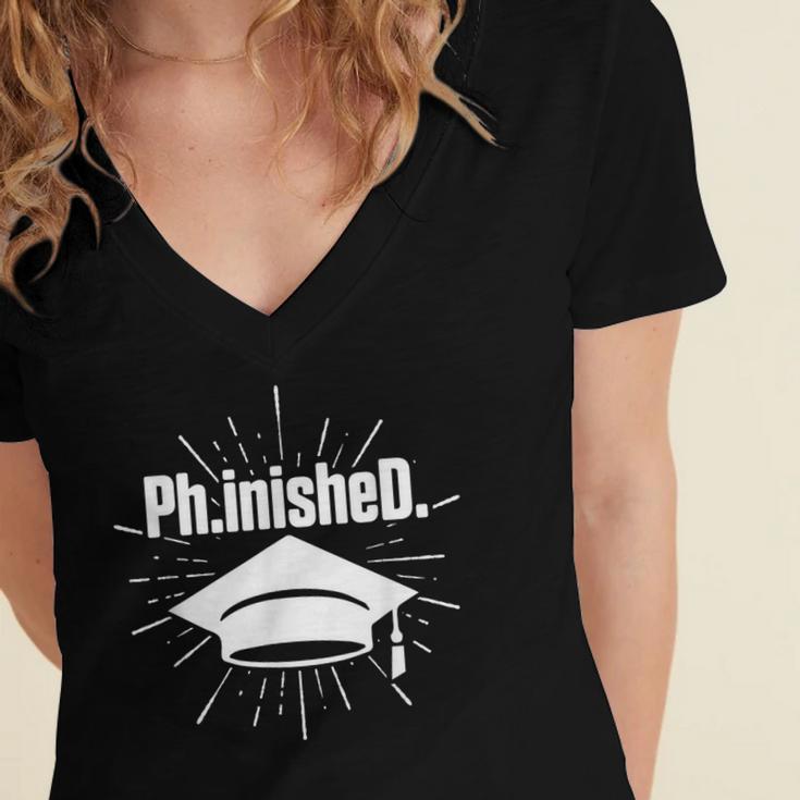PhinisheD PhD Graduation Doctor Of Philosophy Women's Jersey Short Sleeve Deep V-Neck Tshirt