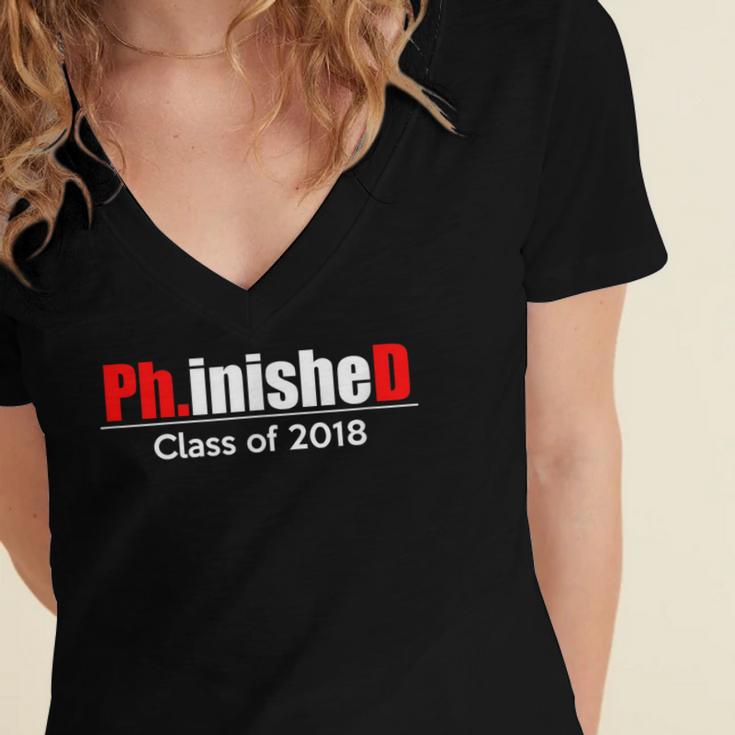 Phinished PhD Graduation T-Shirt For Men And Women Women's Jersey Short Sleeve Deep V-Neck Tshirt