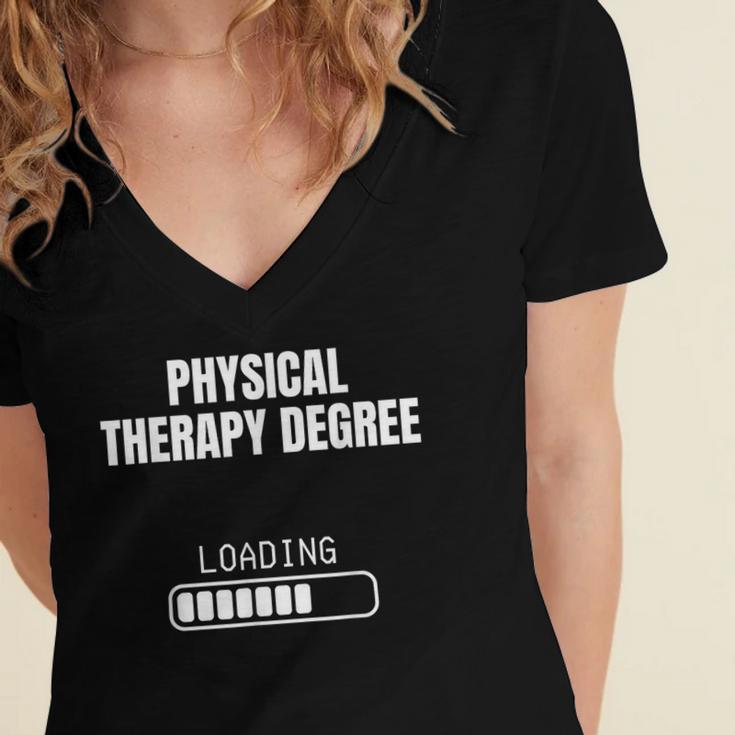 Physical Therapy Degree Loading Student Graduation Women's Jersey Short Sleeve Deep V-Neck Tshirt