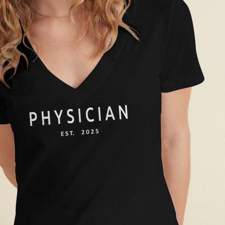 Physician Est 2025 New Doctor Medical School Graduation Women's Jersey Short Sleeve Deep V-Neck Tshirt