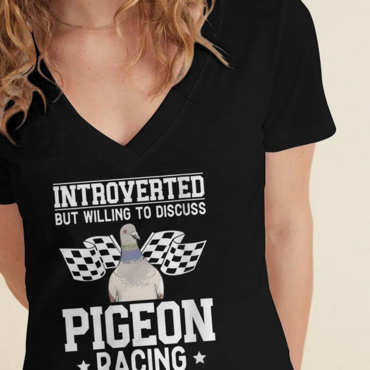Pigeon Racing Introvert Pigeon Breeder Homing Pigeon Women's Jersey Short Sleeve Deep V-Neck Tshirt Pigeon Racing Introvert Pigeon Breeder Homing Pigeon Women's Jersey Short Sleeve Deep V-Neck Tshirt