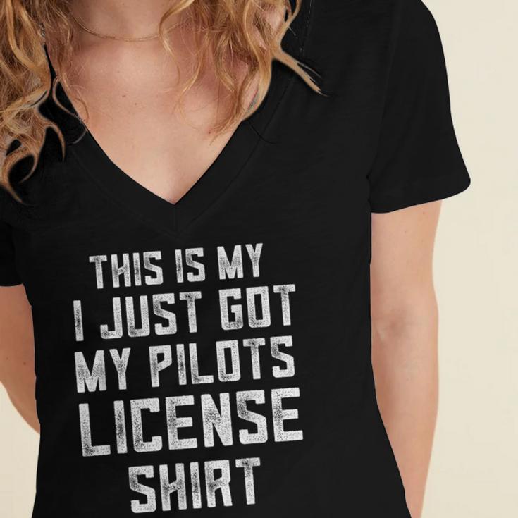 Pilots License In Training Future Flight School Graduation Women's Jersey Short Sleeve Deep V-Neck Tshirt