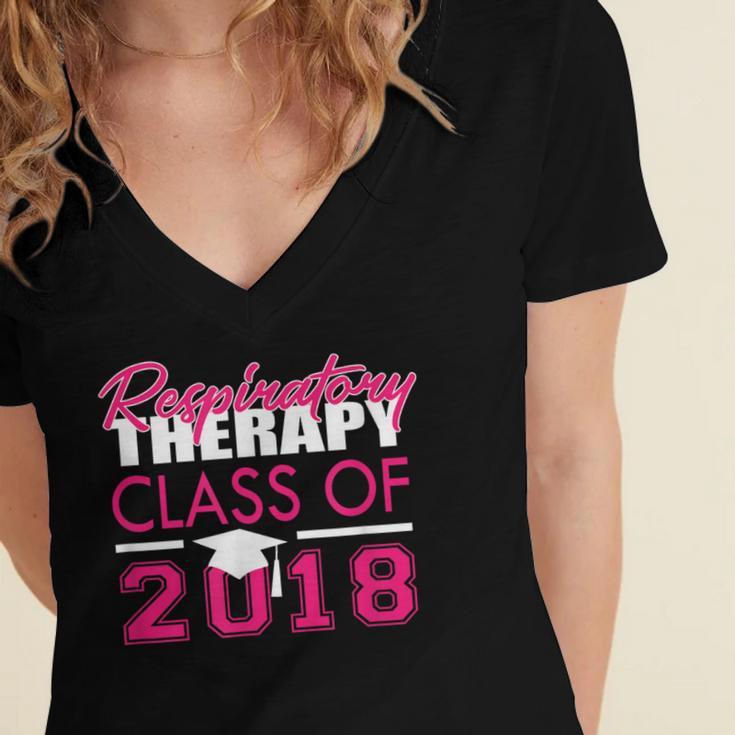 Pink Respiratory Therapist Class Of 2018 GraduationShirt Women's Jersey Short Sleeve Deep V-Neck Tshirt