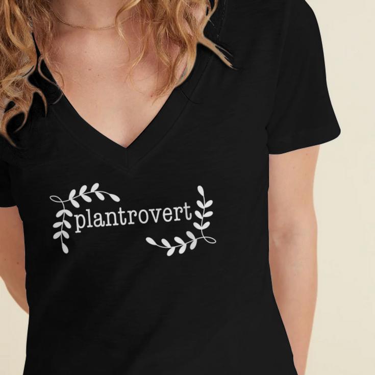 Plantrovert Introvert Gardener Plant Lady Women's Jersey Short Sleeve Deep V-Neck Tshirt Plantrovert Introvert Gardener Plant Lady Women's Jersey Short Sleeve Deep V-Neck Tshirt