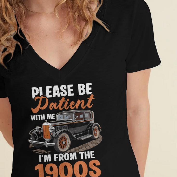 Please BePatient With-Me I'm From The 1900s Vintage Car Women's Jersey Short Sleeve Deep V-Neck Tshirt Please BePatient With-Me I'm From The 1900s Vintage Car Women's Jersey Short Sleeve Deep V-Neck Tshirt