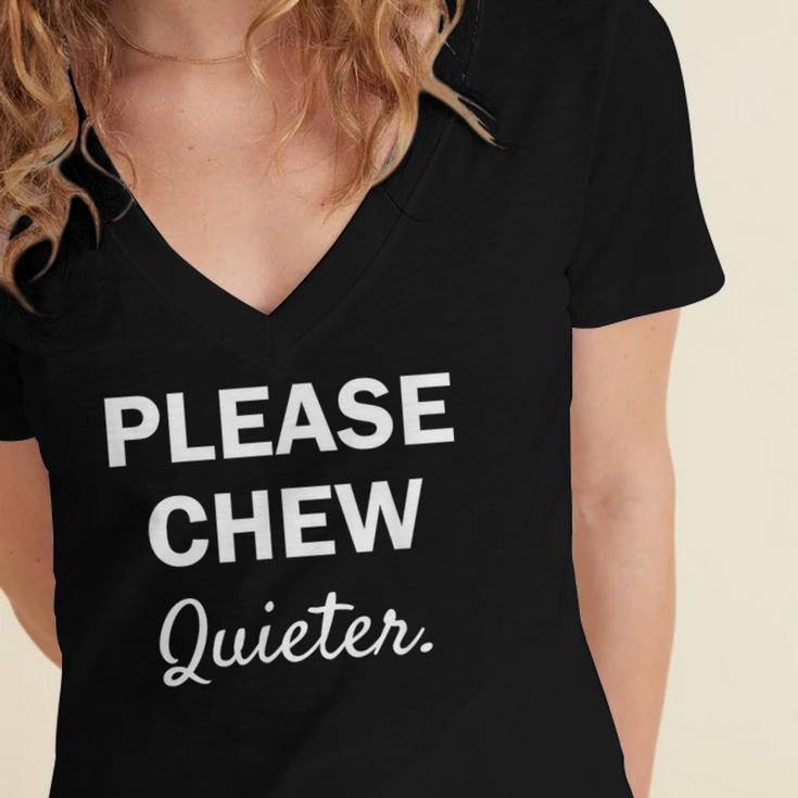 Please Chew Quieter Introvert Women's Jersey Short Sleeve Deep V-Neck Tshirt Please Chew Quieter Introvert Women's Jersey Short Sleeve Deep V-Neck Tshirt