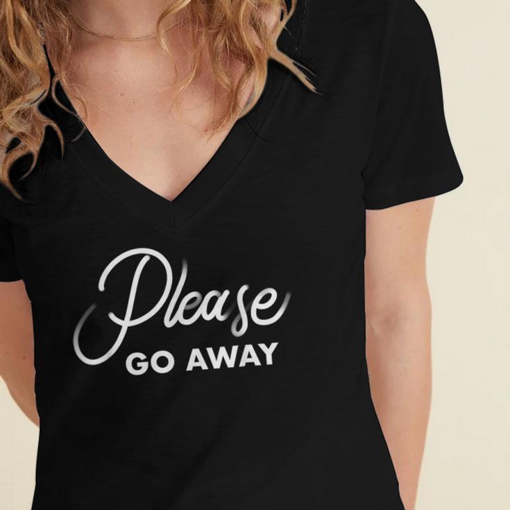 Please Go Away I'm Introverting Sarcastic Introvert Women's Jersey Short Sleeve Deep V-Neck Tshirt