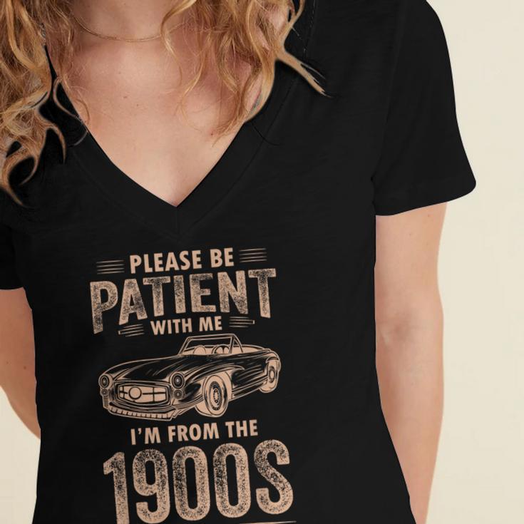 Please Be Patient With Me I'm From The 1900s Car Vintage Women's Jersey Short Sleeve Deep V-Neck Tshirt