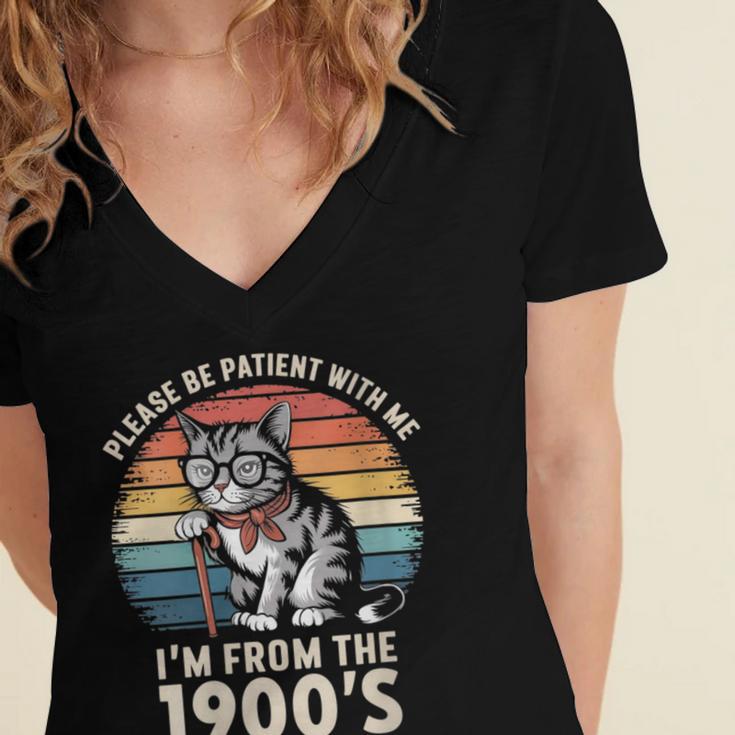 Please Be Patient With Me I'm From The 1900s Cat Women's Jersey Short Sleeve Deep V-Neck Tshirt Please Be Patient With Me I'm From The 1900s Cat Women's Jersey Short Sleeve Deep V-Neck Tshirt