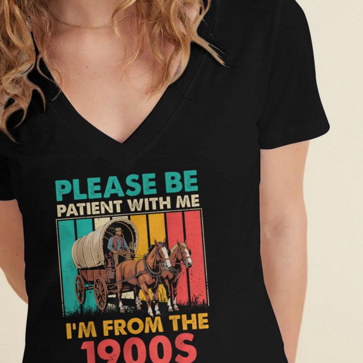 Please Be Patient I'm From The 1900s Dad Fathers Day Women's Jersey Short Sleeve Deep V-Neck Tshirt Please Be Patient I'm From The 1900s Dad Fathers Day Women's Jersey Short Sleeve Deep V-Neck Tshirt