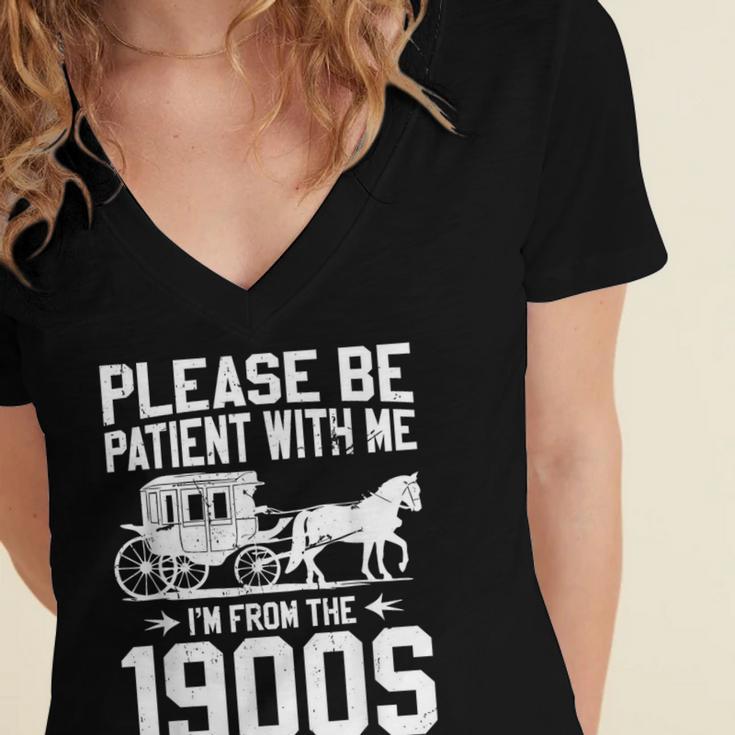 Please Be Patient I'm From The 1900s Over The Hill 90s Women's Jersey Short Sleeve Deep V-Neck Tshirt