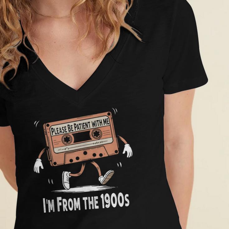 Please Be Patient I'm From The 1900s Humorous Saying Women's Jersey Short Sleeve Deep V-Neck Tshirt Please Be Patient I'm From The 1900s Humorous Saying Women's Jersey Short Sleeve Deep V-Neck Tshirt