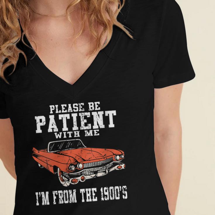 Please Be Patient With Me I'm From The 1900s Old School Women's Jersey Short Sleeve Deep V-Neck Tshirt