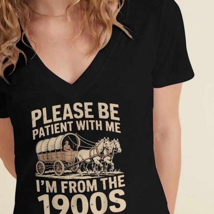 Please Be Patient With My I'm From The 1900s Retired Women's Jersey Short Sleeve Deep V-Neck Tshirt