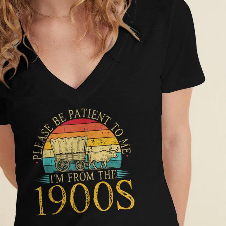 Please Be Patient To Me I'm From The 1900s Retro Vintage Women's Jersey Short Sleeve Deep V-Neck Tshirt Please Be Patient To Me I'm From The 1900s Retro Vintage Women's Jersey Short Sleeve Deep V-Neck Tshirt