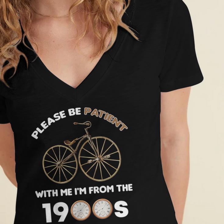 Please Be Patient With Me I'm From The 1900s Vantage Women's Jersey Short Sleeve Deep V-Neck Tshirt