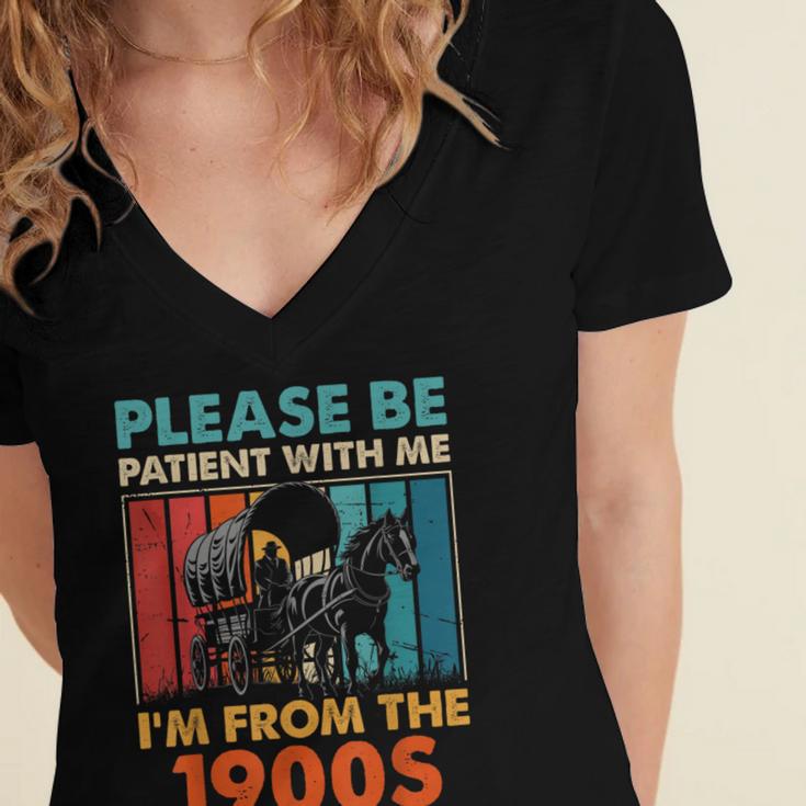 Please Be Patient With Me I'm From The 1900s Vintage Dad Women's Jersey Short Sleeve Deep V-Neck Tshirt Please Be Patient With Me I'm From The 1900s Vintage Dad Women's Jersey Short Sleeve Deep V-Neck Tshirt