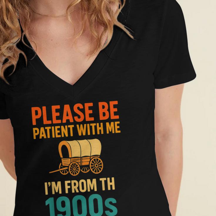 Please Be Patient I'm From The 1900s Vintage Father Day Men Women's Jersey Short Sleeve Deep V-Neck Tshirt