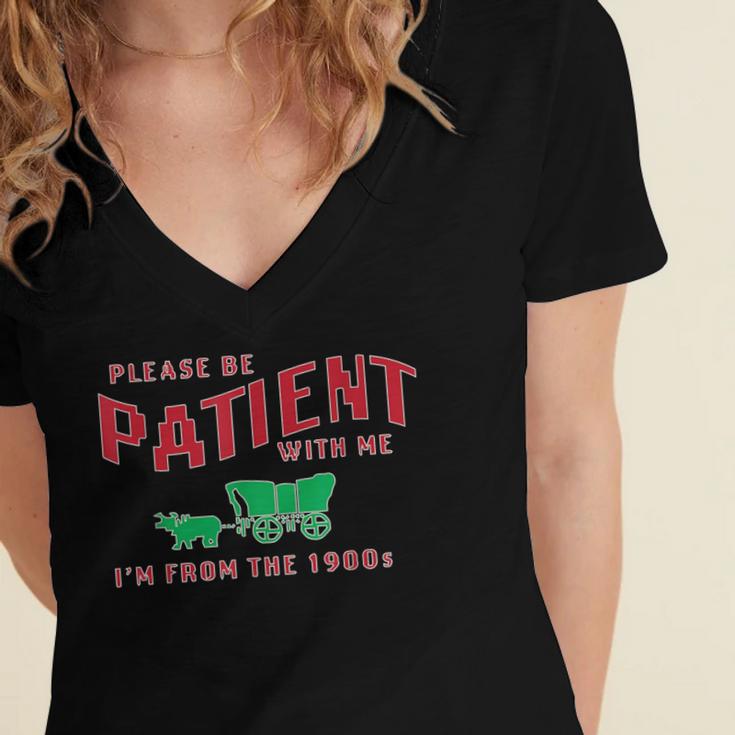 Please Be Patient I'm From The 1900s Vintage Gen X Women's Jersey Short Sleeve Deep V-Neck Tshirt