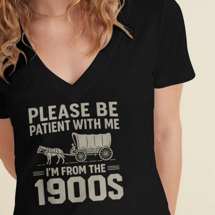 Please Be Patient I'm From The 1900s Vintage Over The Hill Women's Jersey Short Sleeve Deep V-Neck Tshirt Please Be Patient I'm From The 1900s Vintage Over The Hill Women's Jersey Short Sleeve Deep V-Neck Tshirt