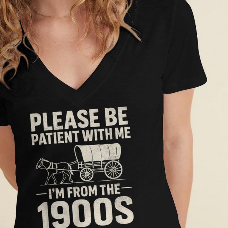 Please Be Patient I'm From The 1900s Vintage Old-Timer Women's Jersey Short Sleeve Deep V-Neck Tshirt