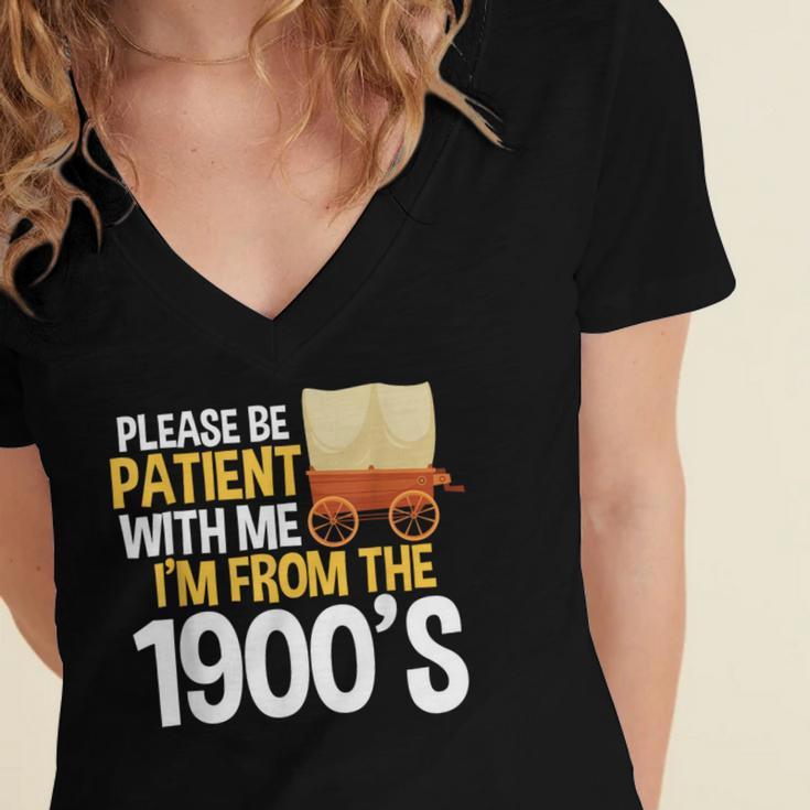 Please Be Patient With Me I'm From The 1900s Vintage Oregon Women's Jersey Short Sleeve Deep V-Neck Tshirt