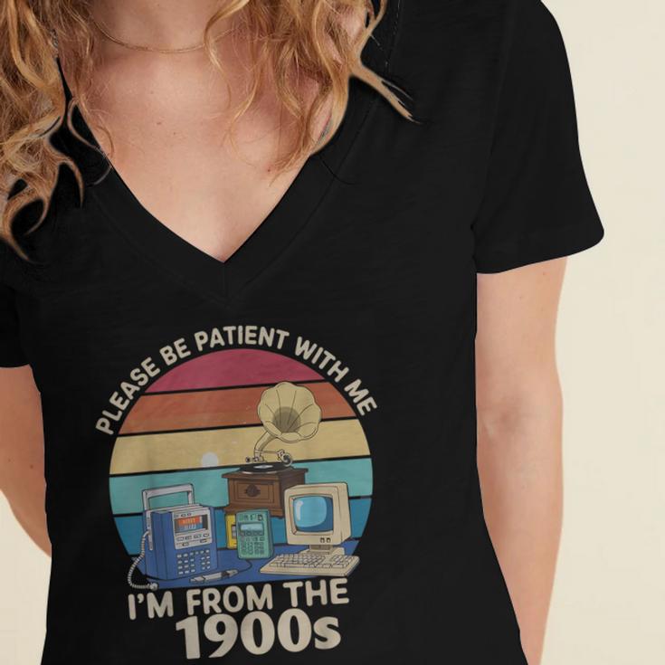 Please Be Patient With Me I'm From The 1900s Vintage Sarcasm Women's Jersey Short Sleeve Deep V-Neck Tshirt Please Be Patient With Me I'm From The 1900s Vintage Sarcasm Women's Jersey Short Sleeve Deep V-Neck Tshirt