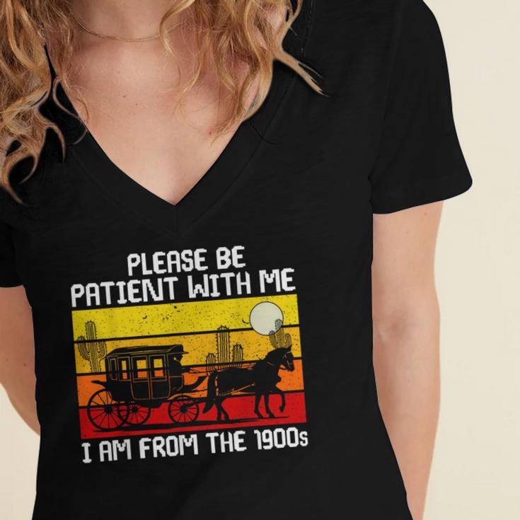 Please Be Patient With Me I'm From The 1900s Vintage Sun Set Women's Jersey Short Sleeve Deep V-Neck Tshirt Please Be Patient With Me I'm From The 1900s Vintage Sun Set Women's Jersey Short Sleeve Deep V-Neck Tshirt