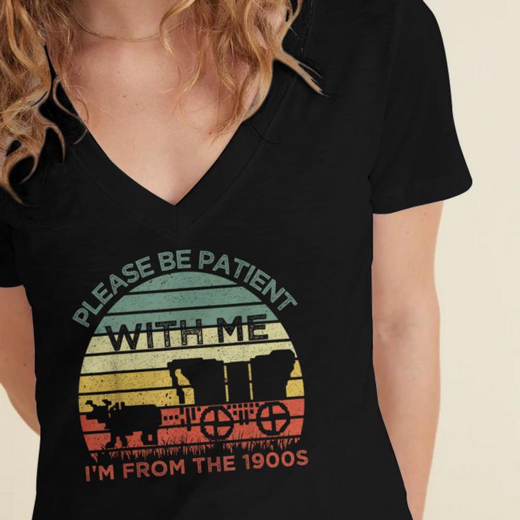 Please Be Patient With Me I'm From The 1900s Vintage Sunset Women's Jersey Short Sleeve Deep V-Neck Tshirt Please Be Patient With Me I'm From The 1900s Vintage Sunset Women's Jersey Short Sleeve Deep V-Neck Tshirt