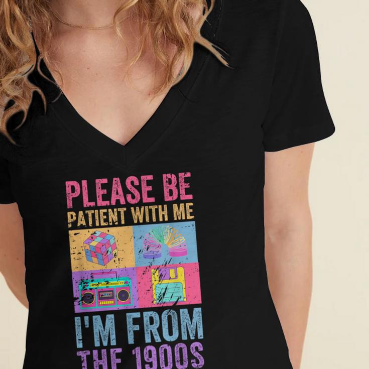 Please Be Patient With Me I'm From The 1900s Vintage 1900s Women's Jersey Short Sleeve Deep V-Neck Tshirt